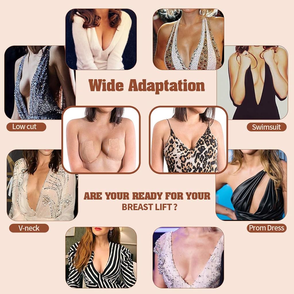 MAYCREATE Boob Tape with 4PCS Reusable Silicon Nipple Pasties Cover for Women Push Up & Lifting Body Tape with Free Cut Breast Lift Tape for Women Breast Tape MAYCREATE Boob Tape with 4PCS Reusable Silicon Nipple Pasties Cover for Women Push Up & Lifting Body Tape with Free Cut Breast Lift Tape for Women Breast Tape